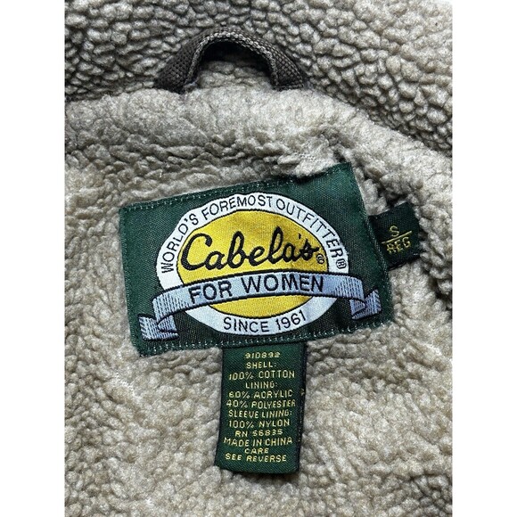 Cabela's Womens Brown Jacket Lined Sherpa Full Zip Collared Zip Size Small FLAWS - Picture 4 of 11